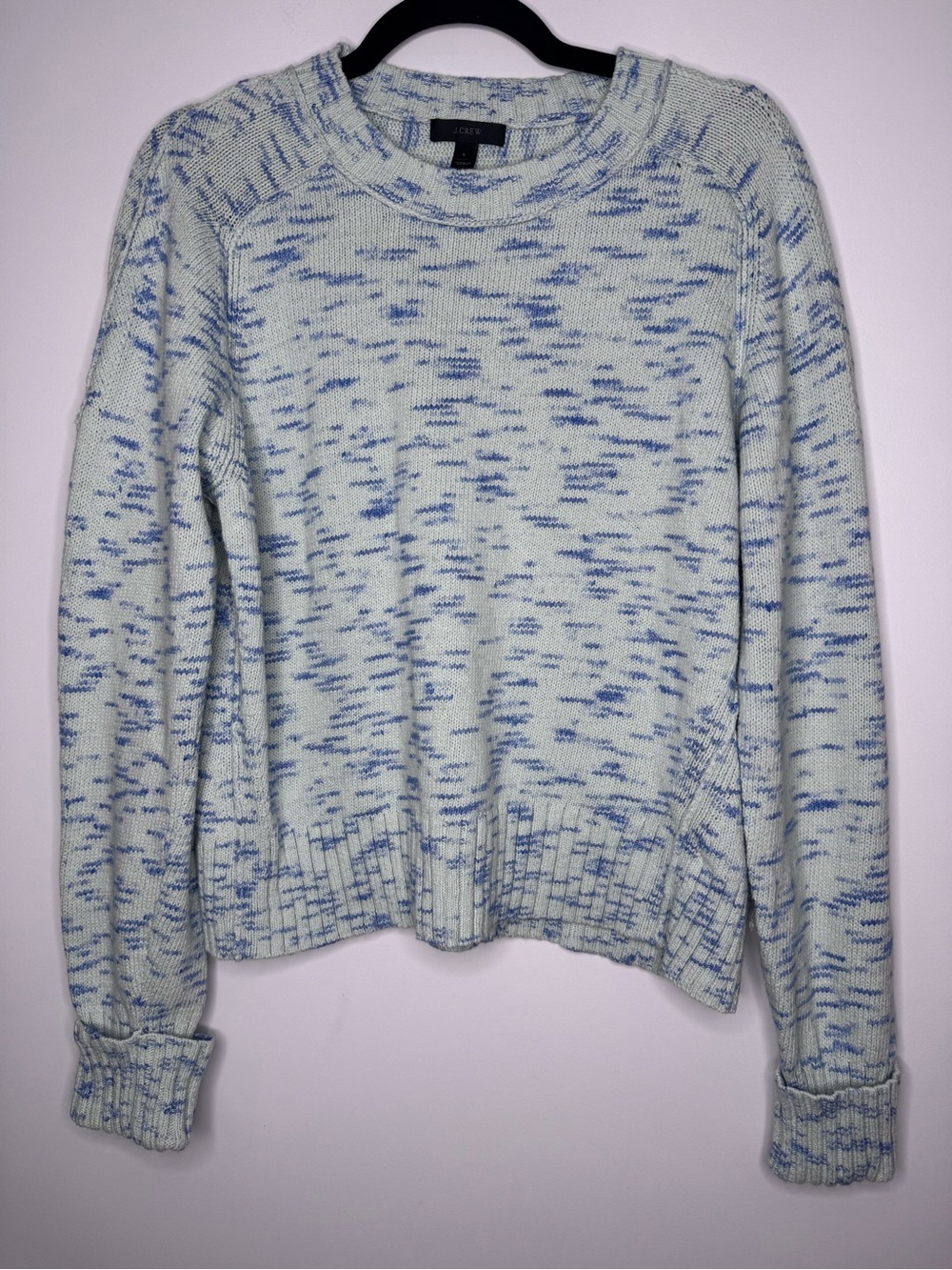 J.Crew Speckled b'e cotton sweater ribbeb sz large